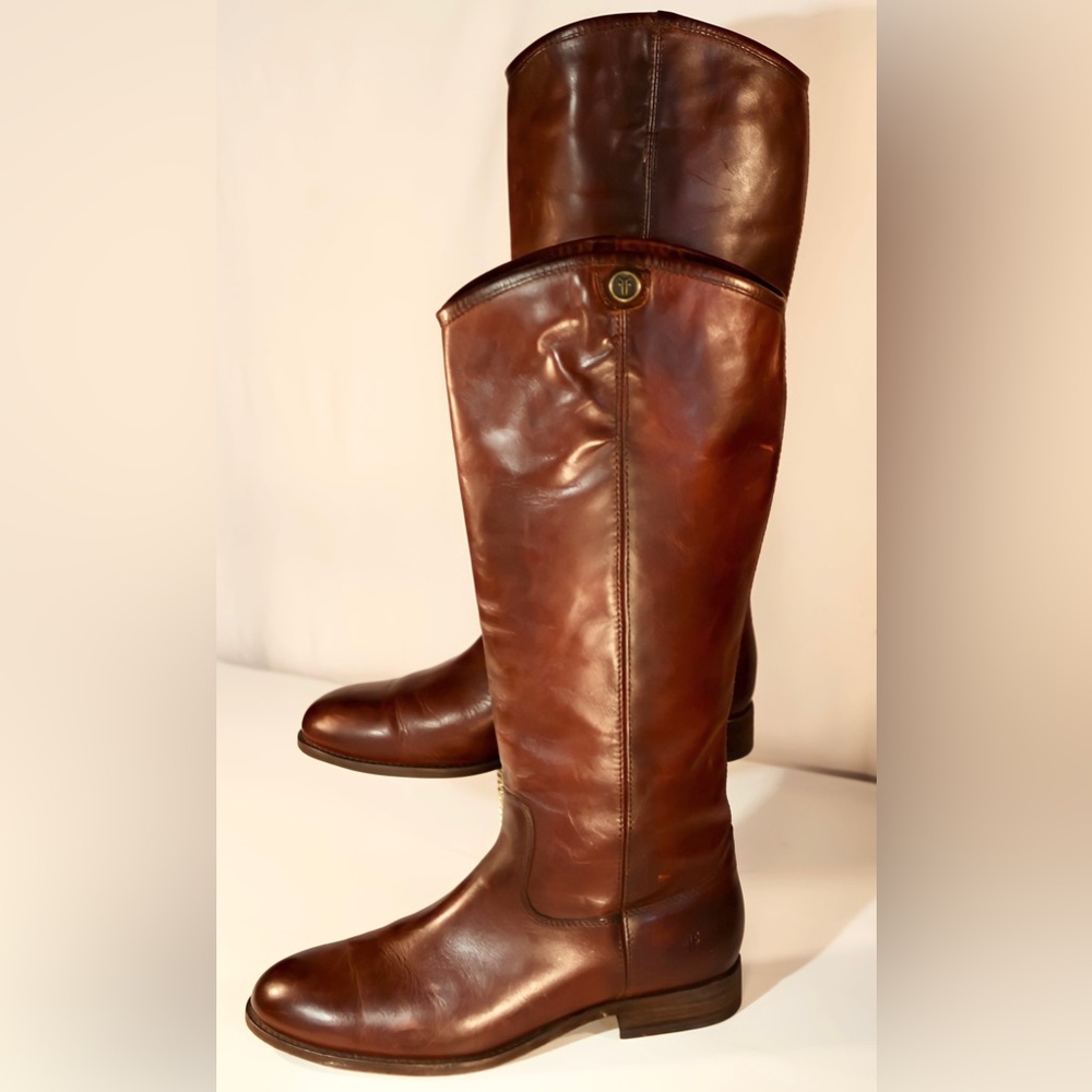 FRYE “MELISSA BUTTON 2” RIDING BOOTS **REDWOOD COLOR**